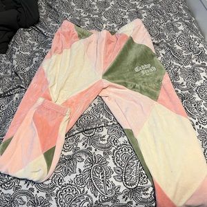 NWT Teddy Fresh Pink and Green Velvet Sweatpants